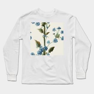 Vintage Floral Romantic Blue Forget Me Not Flower Design Long Sleeve T-Shirt